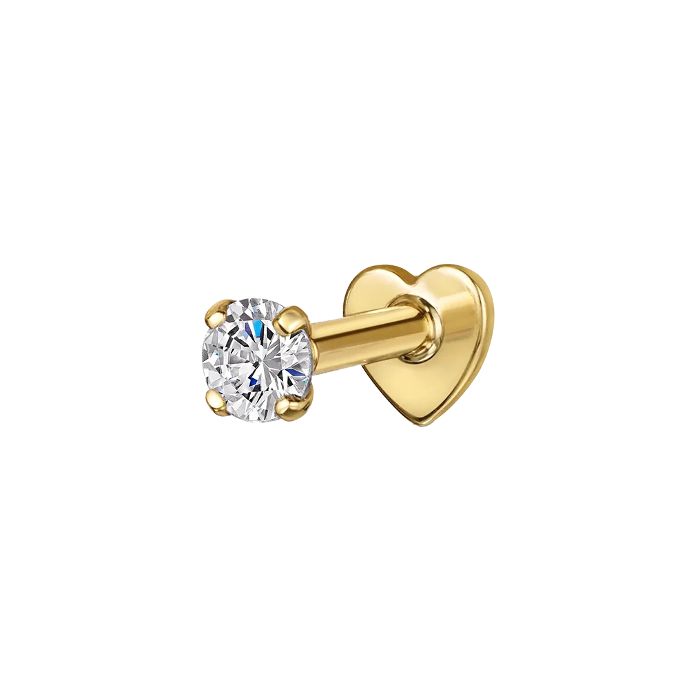 1PC 925 Sterling Silver Crown Horse Eye Zircon Heart Flat Head Cartilage Piercing Stud Earring For Women Claasic Earring