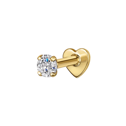 1PC 925 Sterling Silver Crown Horse Eye Zircon Heart Flat Head Cartilage Piercing Stud Earring For Women Claasic Earring