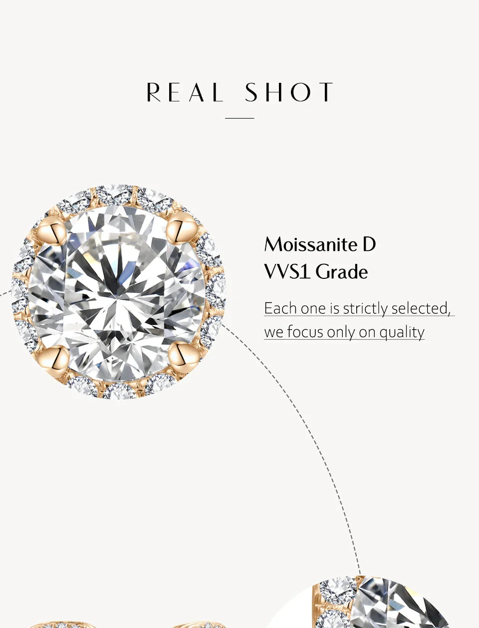 Luxurly 1.0ct Moissanite Earrings Diamond 925 Sterling Silver Gold Plated Moissanite Fine Jewelry Certificate Wholesale