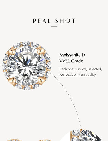 Luxurly 1.0ct Moissanite Earrings Diamond 925 Sterling Silver Gold Plated Moissanite Fine Jewelry Certificate Wholesale