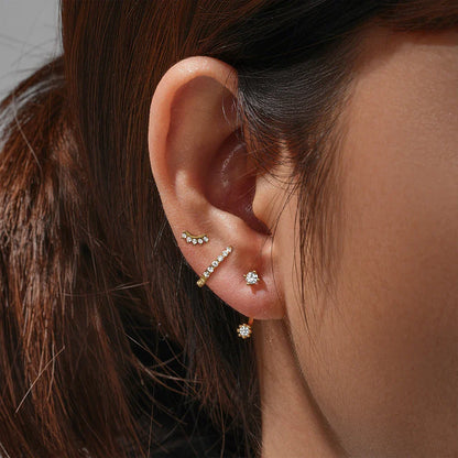 925 Sterling Silver 3PCS DIY Hoop Earring With Piercing Stud Earring Set Women Men Party Wedding Jewelry Set pendientes 925