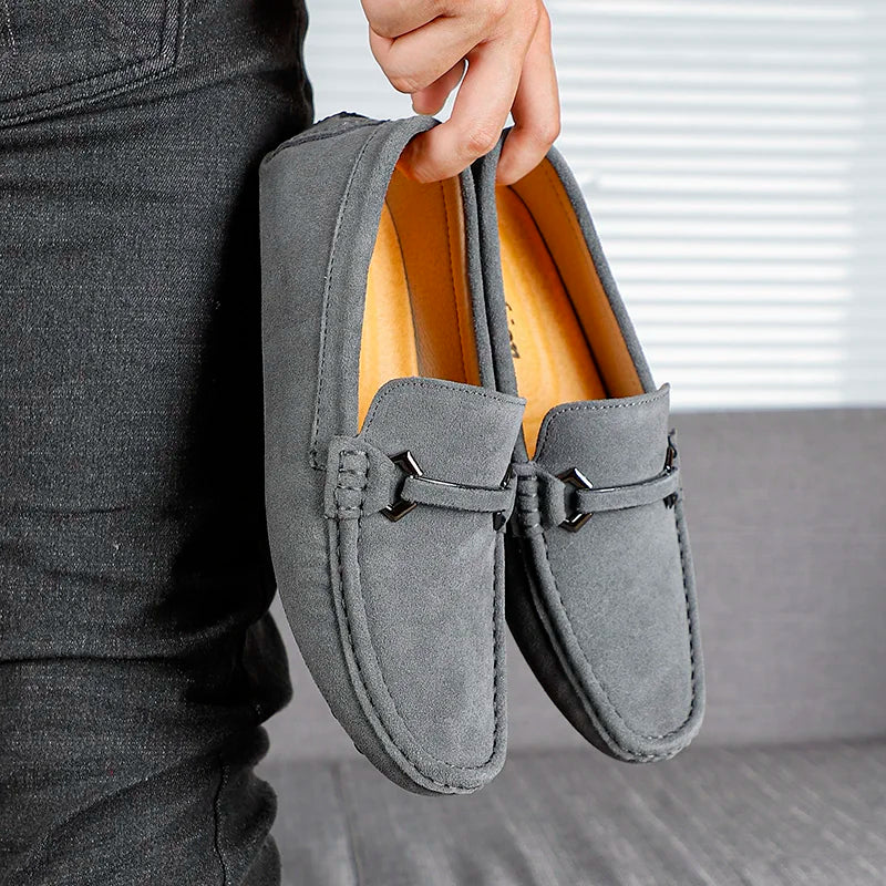 Genuine Leather Men Casual Shoes High Quality Suede Slip on Man Loafers Flats Soft Non Slip Mens Driving Shoes Size 38-46