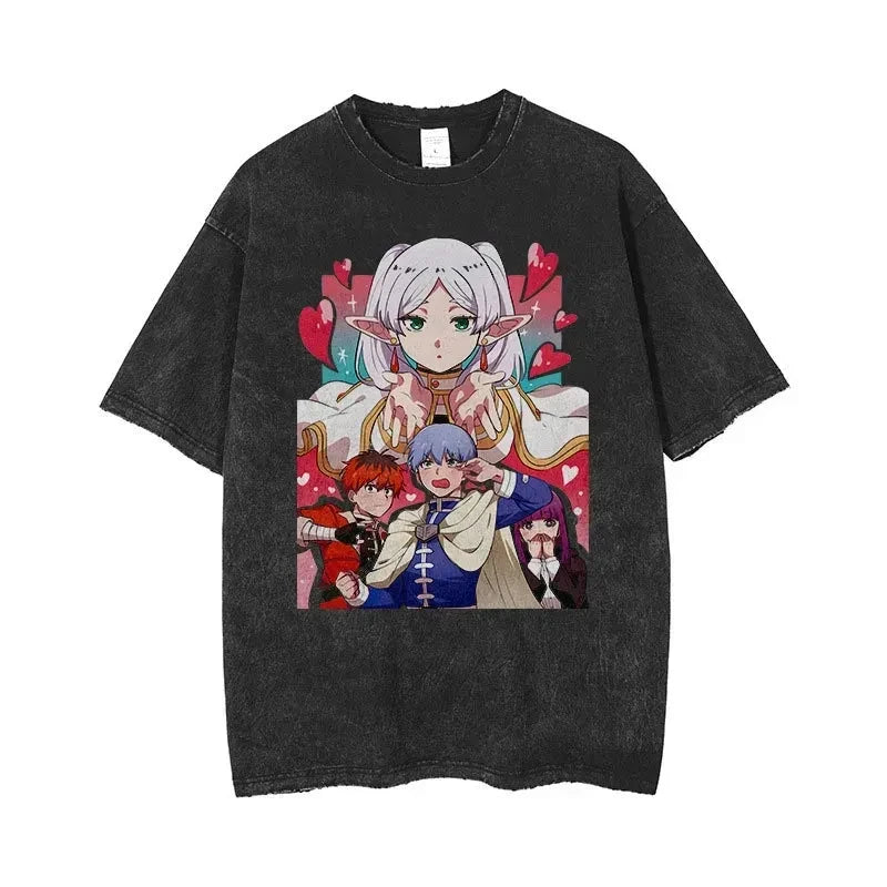 Beyond Journey's End Peripheral Products Old Washed T-shirt Men's and Women's Pure Cotton Short-sleeved Casual Clothing