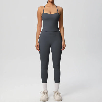 Halter Yoga Top Set Fitness Gym Suit Training Sleeveless Sport Gym Tops Crossover Back Sports Underwear  Tummy Control Slimming