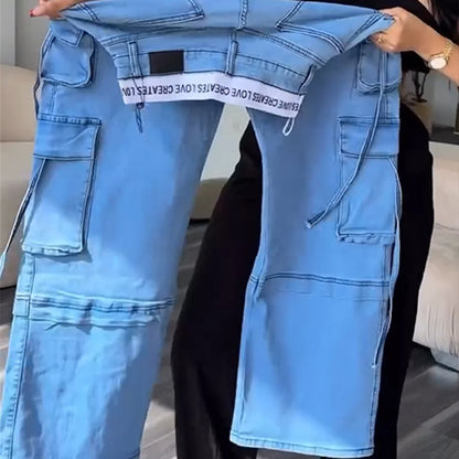 Woman Jeans High Waist Washed Denim Pants Spring Autumn Casual Clothing Slim Fit Elegent Chic Trousers Fashion Y2k New Products