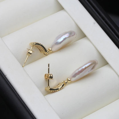 Genuine Natural Freshwater Baroque Pearl Earring Woman,White Silver 925 Pearl Earrings Jewelry Mother Wife Birthday Gift