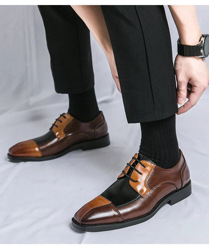 Trend Social Leather Shoes Men Classic Casual Business Leather Shoes Retro Men's Dress Shoes High Quality Office Wedding Leather