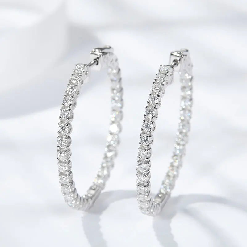 D VVS1 Moissanite Hoop Earrings for Women Sparking Diamond with GRA Original s925 Sterling Silver Plated 18k Earring