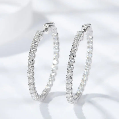 D VVS1 Moissanite Hoop Earrings for Women Sparking Diamond with GRA Original s925 Sterling Silver Plated 18k Earring