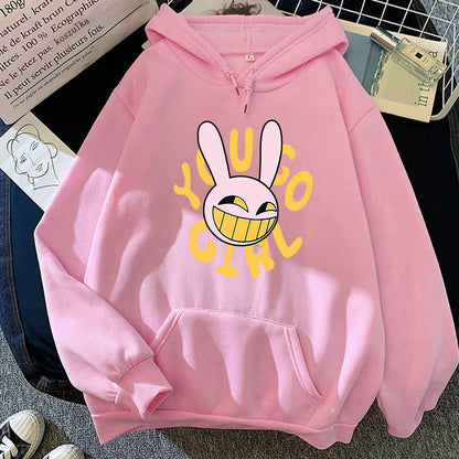 Hoodie Fashion Women Harajuku Funny Cute Rabbit Hoodie Unisex Cartoon Vintage Pullover Sweatshirt