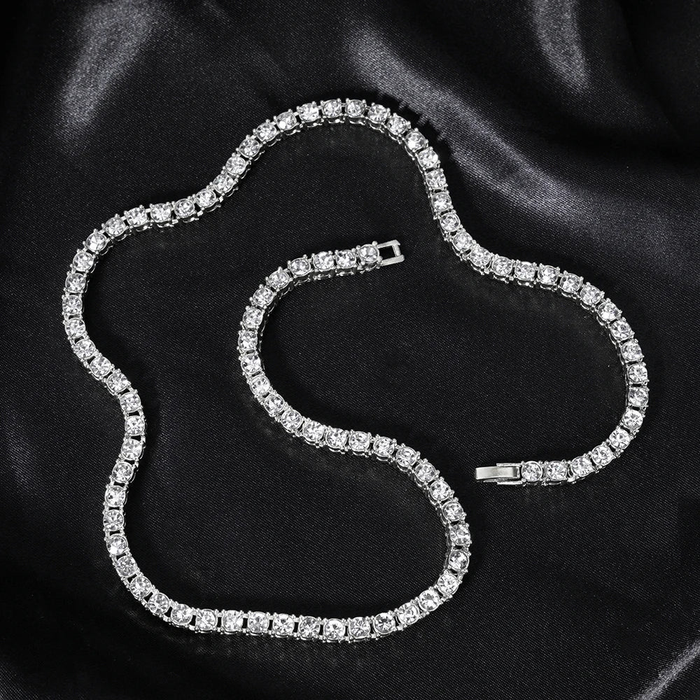 Classical 4MM Tennis Chain Iced Out Bracelet Necklace Men Fashion Hip Hop Jewelry Women 8/16/18/20/24inch Choker Punk Party Gift