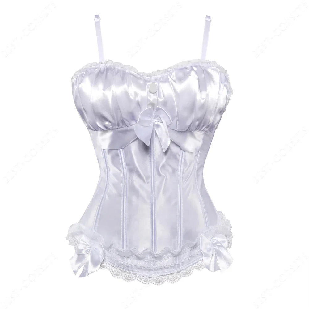 Women Corset Top With Straps Bustier Pink Lace Corset Overbust Tank Tops Thin Straps Sexy Green Corset for Women