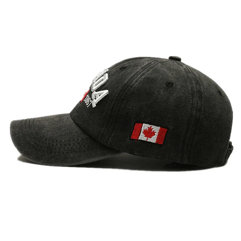 Unisex Washed Cotton Vintage Cap High Quality CANADA Letter Embroidery Baseball Cap Men And Women Outdoor Sports Hats