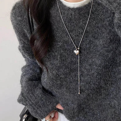 Fashion Metal Long Pull Necklaces for Women Luxury Elegant Silver Color Matte Snake Bone Chain Necklace Jewelry Accessories Gift