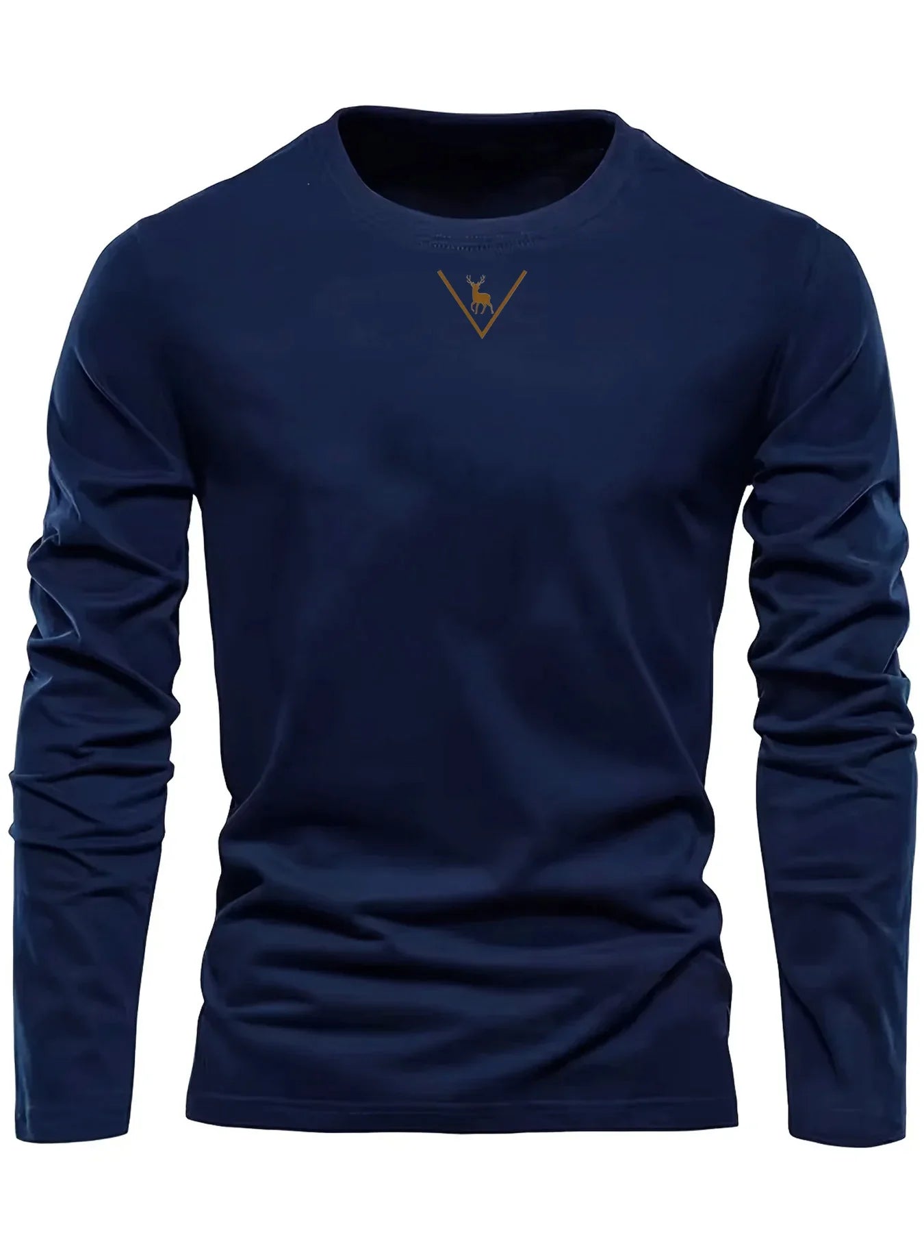 Fashionable California Pattern Print Men's 100% Cotton Loose and Comfortable Sports and Leisure Round Neck Long Sleeve T-shirt