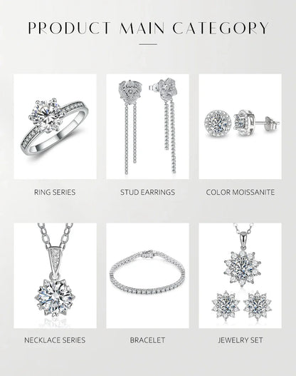D VVS1 Luxulry Moissanite Earrings for Women Real 925 Sterling Silver Passed Diamond Tester Stud Earrings Anniversary