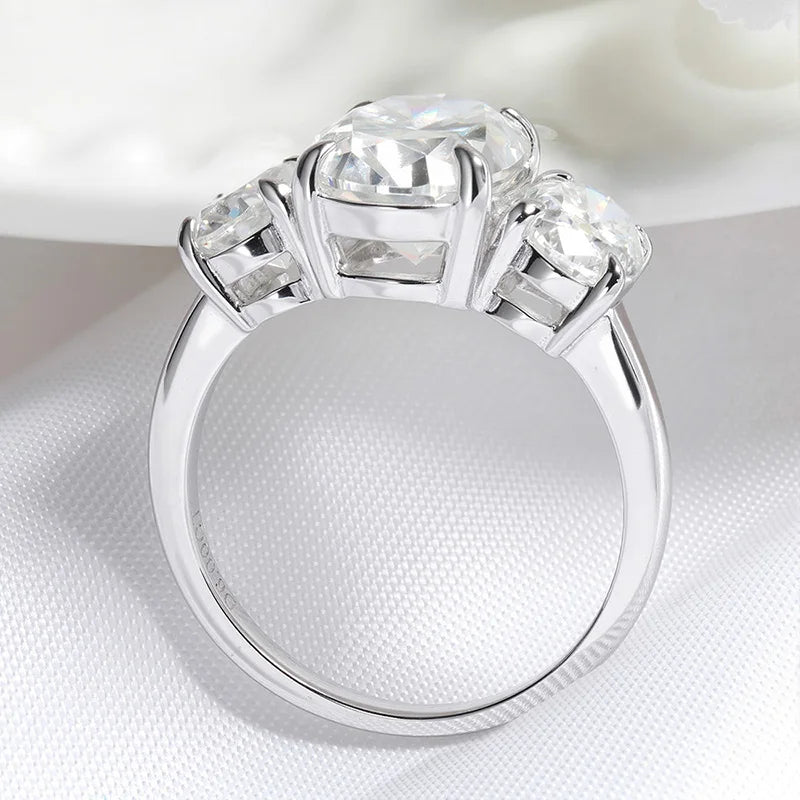 Certified 2CT 4CT Oval Cut All Moissanite Rings for Women Bride Wedding Bands Lab Diamond Gift 100% 925 Sterling Silver