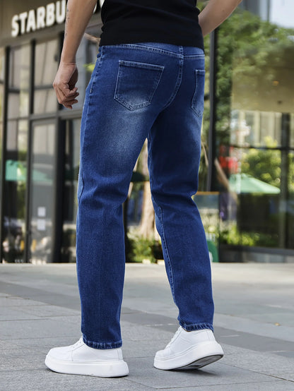 Men's Four-Season Casual Versatile Blue Skinny Stretch Jeans 2026 New Spandex Basics versatile Pants Standard Size Men's Trousers