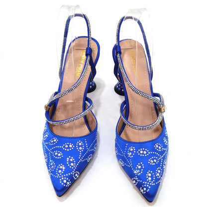 2025 Summer New Design Specials Italian Women Shoes and Bag Set Wine Color Comfortable High Heels With Rhinestone