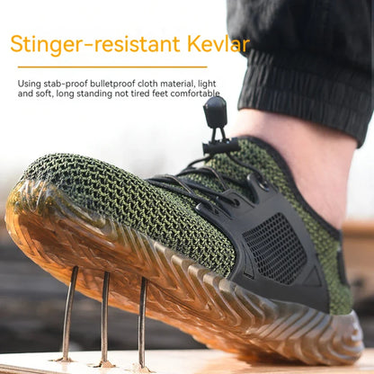 Mens Mesh Work Sneakers Lightweight Steel Toe Work Boots Indestructible Safety Shoes Breathable Construction Work Boot Footwear