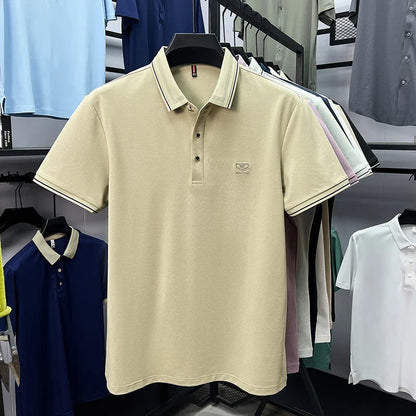 Light luxury brand men's short sleeve polo shirt summer new item high-end letter golf comfortable cotton casual business T-shirt
