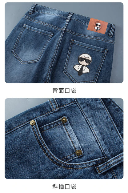Fashion Men Jeans Stretch Straight Leg Casual Slim Fit Denim Pants Male Brand Luxury Design Business Classic Trousers