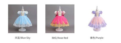 Fashion Girls Rapunzel Dress Up Dresses for Party and Wedding Mesh Lace Girls Dresses Summer Children Girls Party Dresses ASQ03