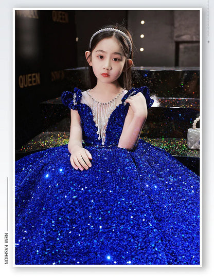 Princess Dress Sequin Evening Weddings Long Dresses Elegant Formal Ball Gown For Girls Birthday Gift 1-14Y
