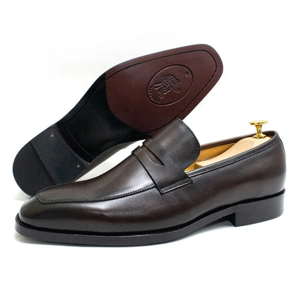 Men's Genuine Leather Penny Loafers Italian Design Luxury Classic Wedding Formal Office Business Dress Shoes