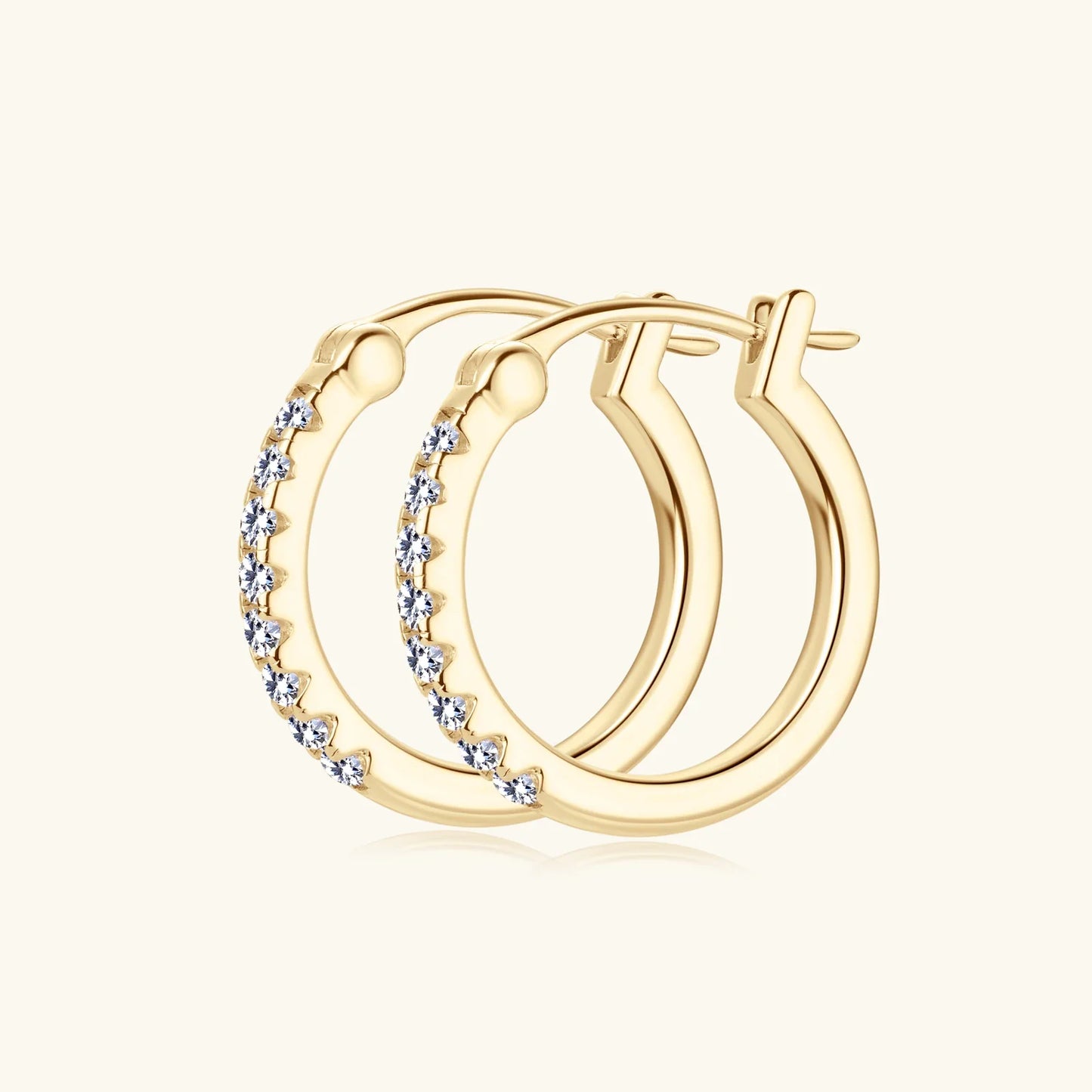 Hoops 1.8mm Moissanite Earrings For Women Real 925 Sterling Sliver Plated Yellow Gold Hoop Earring Fine Jewelry Christmas Gifts