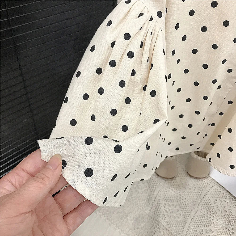 Girls Sleeveless Polka Dot Dress 2025 Summer New Children Vest Dress Baby Bow Princess Cotton Dress