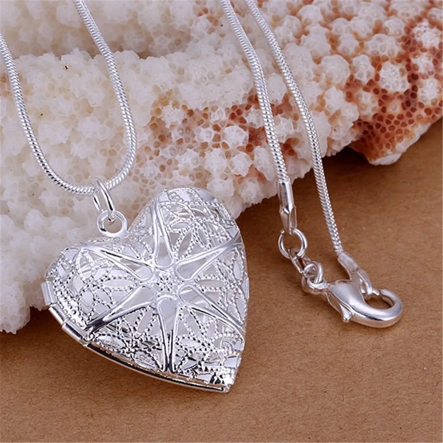New Arrive 40-75cm 925 Sterling Silver seashell Photo open Frame Necklace Snake Chain For Woman Man Wedding Jewelry wholesale
