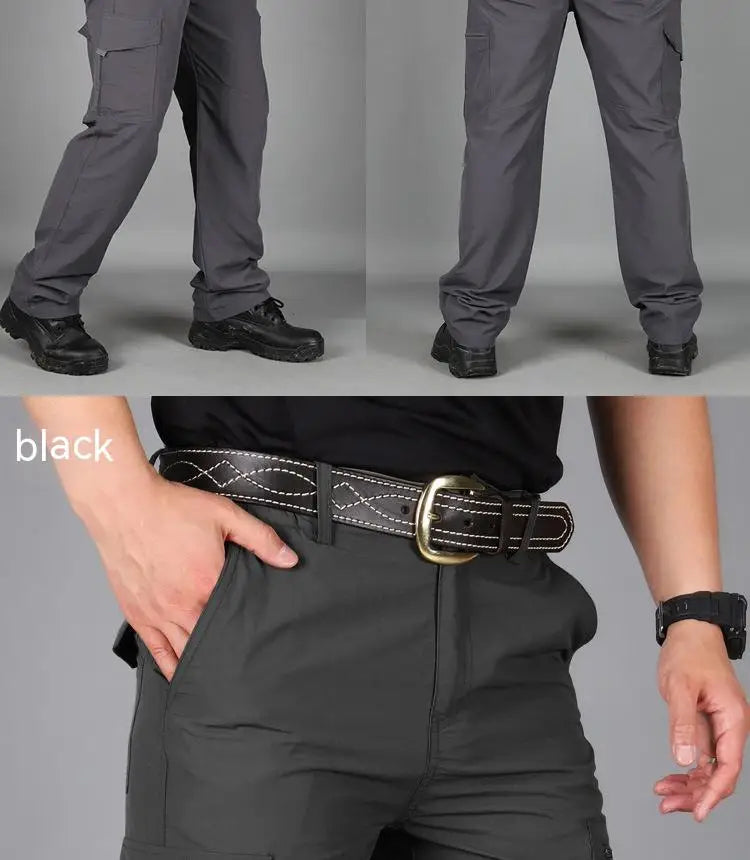 Men City Pants Cargo Trousers Multi-pocket Waterproof Wear-resistant Casual Training Overalls  Fat Cargo Quick Dry Pants