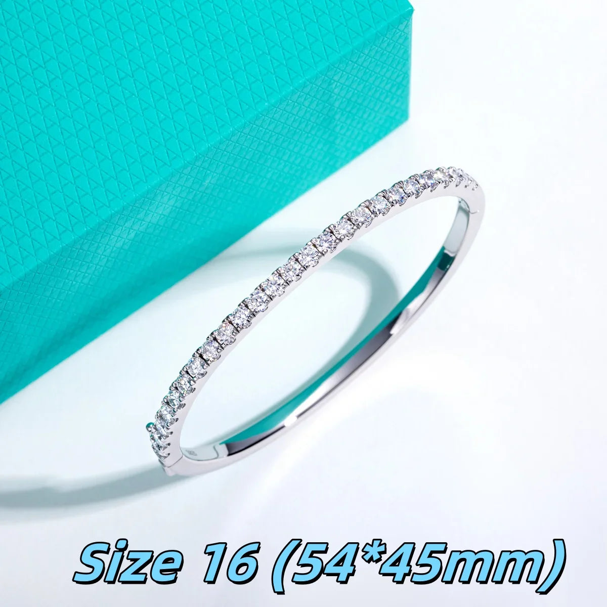 3mm Half Eternity Moissanite Bracelet 925 Sterling Silver 18K White Gold Plated Bangle for Women Jewelry Gifts
