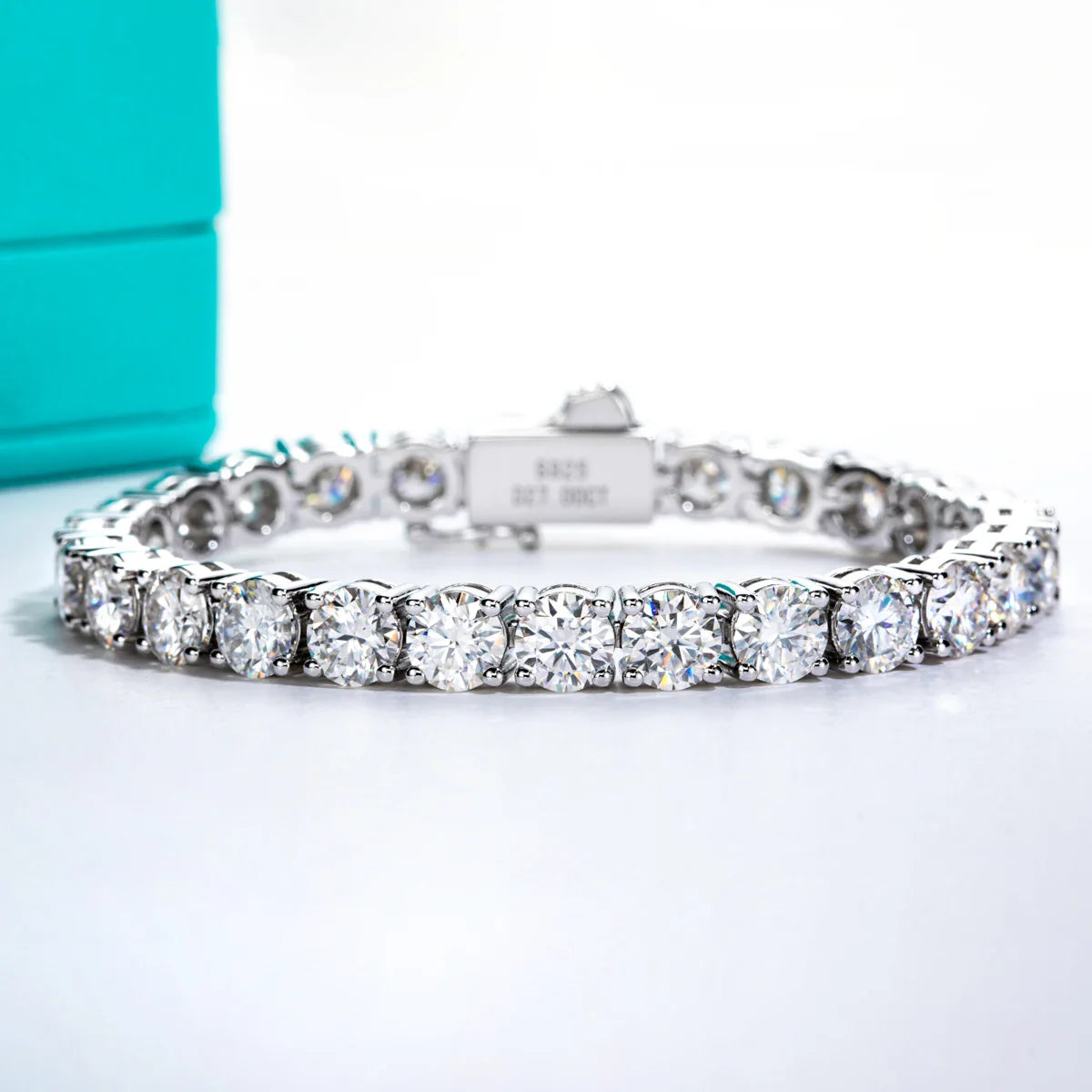 AnuJewel 3mm/4mm/5mm/6.5mm D Color Moissanite Diamond Tennis Bracelet 925 Sterling Silver Wedding Bracelets for Woman&Men