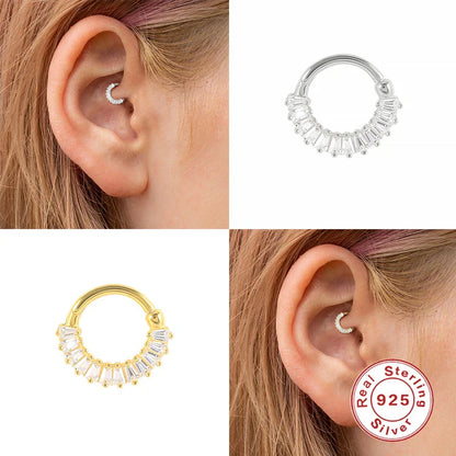 Multible Crystal Hoop Earrings for Women 2021 925 Sterling Silver Ear Nose Jewelry Earrings Heart Round joyas de plata 925