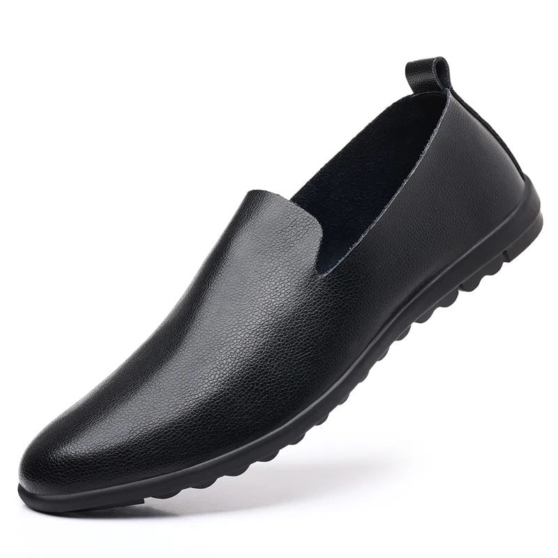 Summer Classic Fashion Mens Outdoor Leather High Quality Casual Shoes Slip on Soft Comfortable Lightweight Footwear