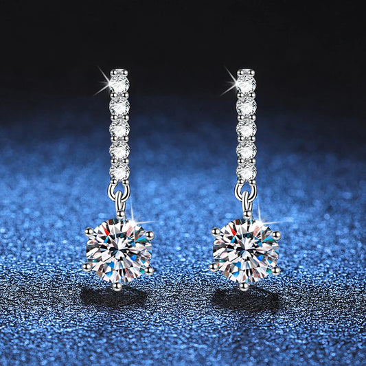 1ct D Color Moissanite Earrings for Women Sparkling Diamond Fine Jewelry with GRA 925 Sterling Sliver Plated 18k Earrin