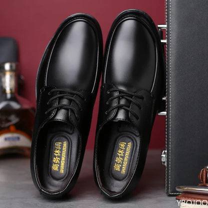 Autumn winter new business formal round toe men's shoes casual simple comfortable lace up height increasing men's shoes