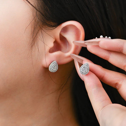 Teardrop Shape Earrings Moissanite DVVS1 Round Cut 925 Sterling Silver Gold Plated For Women Wedding Party Jewelry Gift