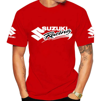 2026 Racing Summer New 100% Cotton Fashion Trend Men T-shirt Daily Outdoor Sports Party Casual Loose Street Short-sleeve
