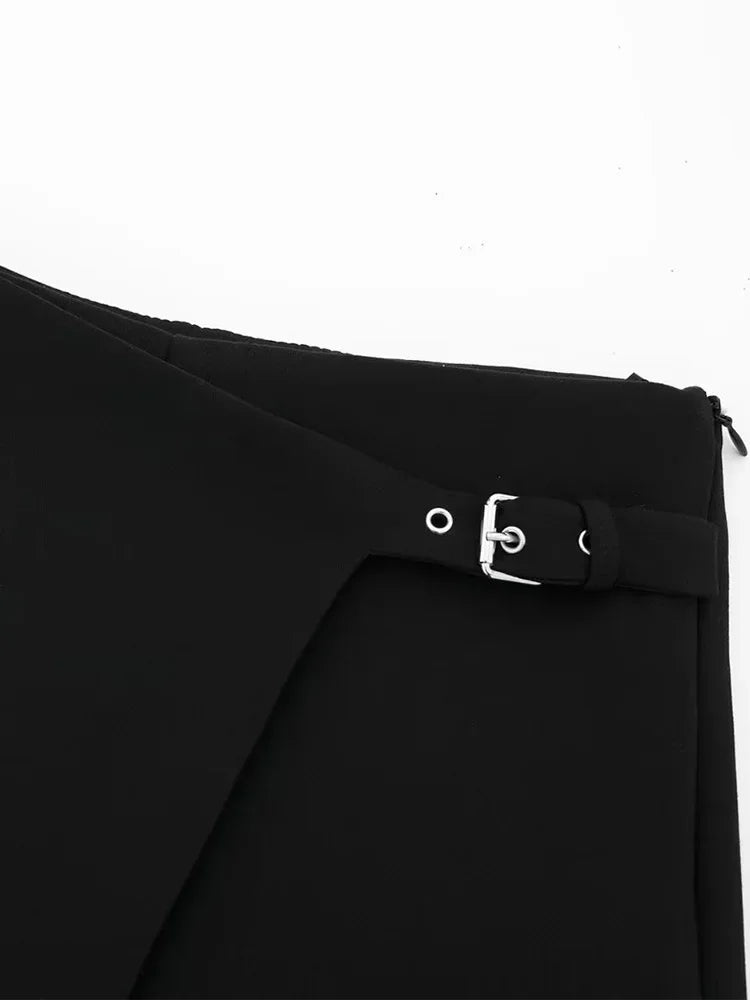 Women Fashion Solid Bandage Side Zipper Mini Skirts Shorts Vintage High Waist Female Chic Lady Shorts