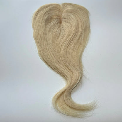 Human Hair Topper For Women Toppers With Bangs Clips In Hairpieces 100% Human Hair Wigs Natural Straight Hair Blonde Silk Base