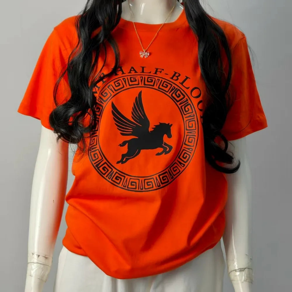 Camp Half Blood Men Women T-shirt 2 Sided TShirt Summer Greek Mythology Zeus Athena's Daughter Print Halloween Orange Tops