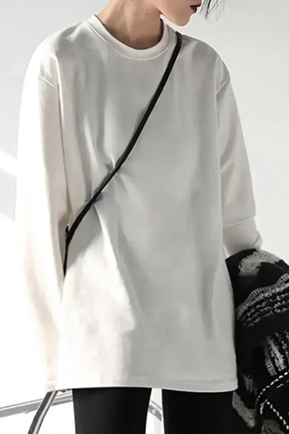 Spring Autumn Women's Solid Color Loose Long Sleeve T-shirt O-neck Basic Top Bottomed Shirt Casual  Tshirt Woman Female