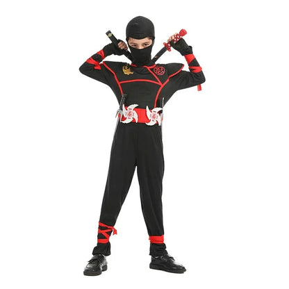 3-12Y Boys Japanese Anime Samurai Ninja Cosplay Costume Kids Holiday Theme Party Mask Onesie for Dress Up and Role Playing
