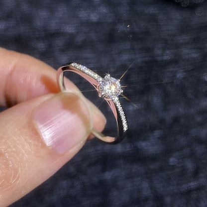 0.3ct 4mm Moissanite Rings for Women Sparkling Lab Diamond S925 Sterling Silver Eternity Wedding Engagement Promise Rings