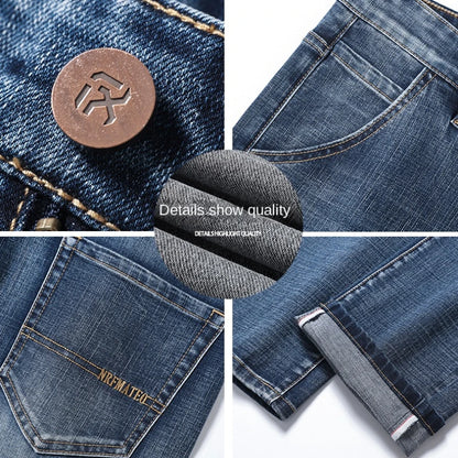 New Autumn and Winter  Plus Size 40 42 44 Men Straight Loose Jeans Business Fashion Denim Stretch Pants Male Brand Trousers