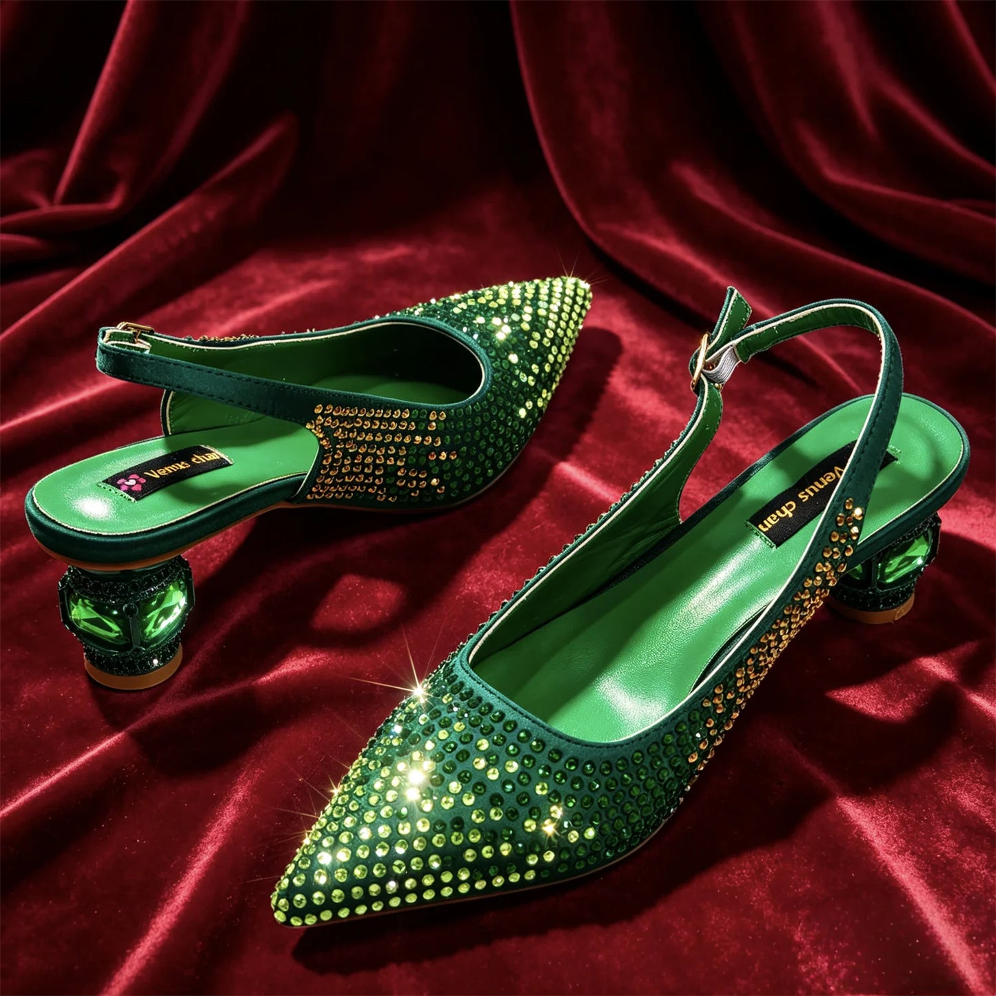 New Itlian Design Blue Color Rhinestone High Heel Shoe And Bag Fashion Style Pointed-Toe Shoes For COMFORT INCLUDED Women Shoes
