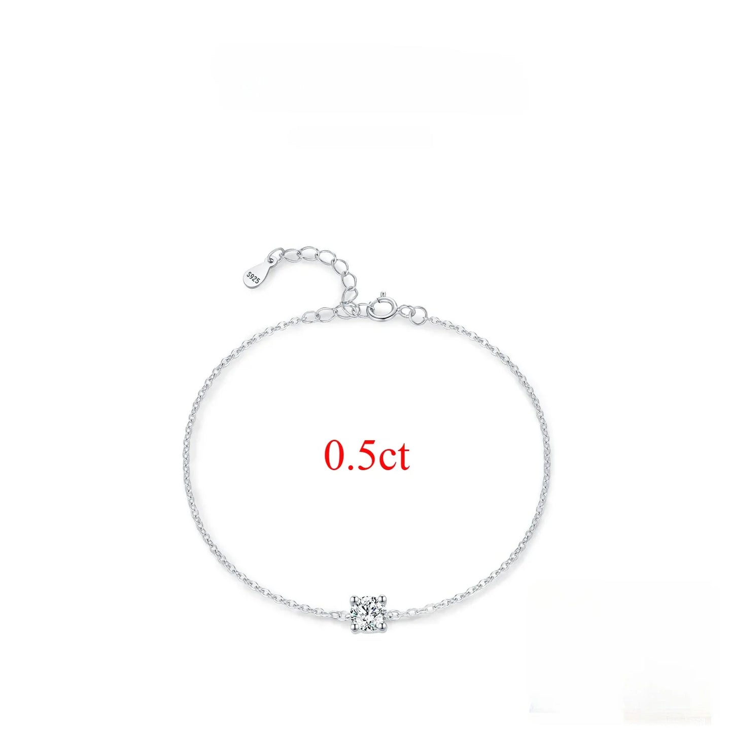 Trendy 0.1-0.5CT Moissanite Bracelets for Women Elegant Lab Diamond Adjustable Chain 925 Sterling Silver Wedding Jewelry